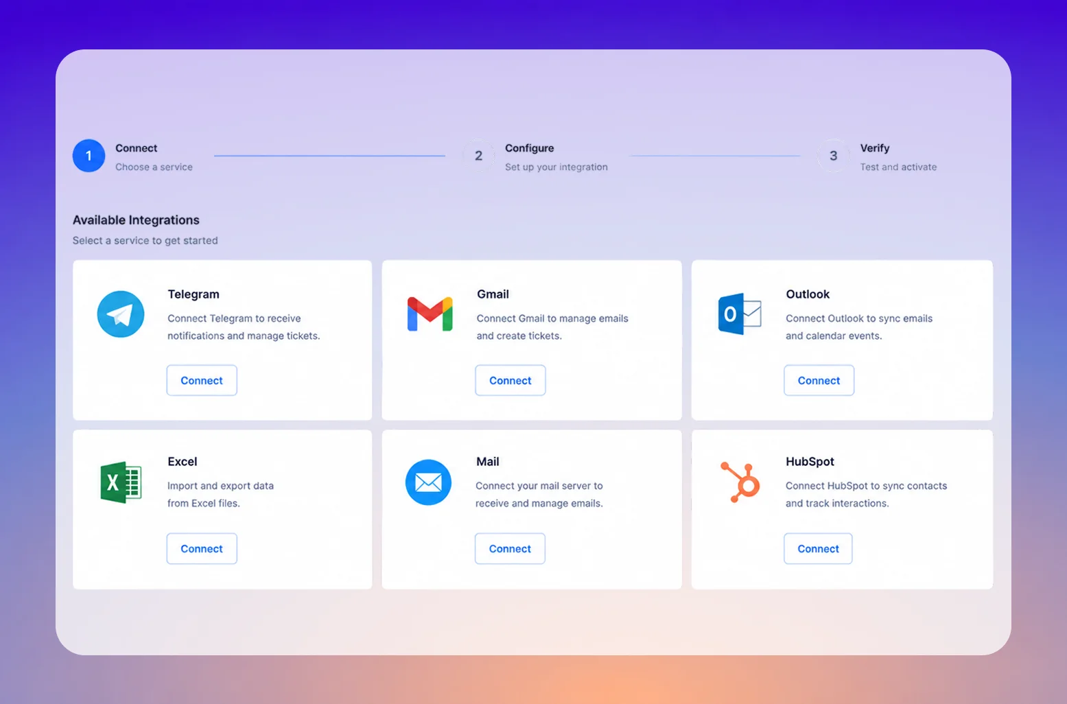 Onboarding and integration setup flow